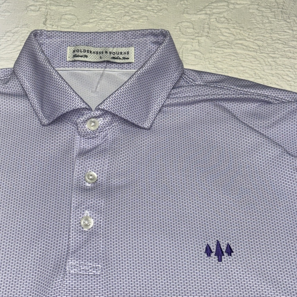 Holderness & Bourne Performance Polo Shirt Large PurpleGolf All Over Print Club